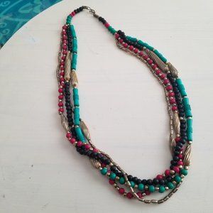 Funky Boho Colorful Multi Strand Necklace Jewelry